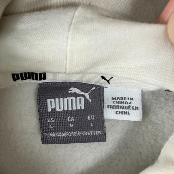 Puma Essentials Hoodie Women's Large Cream Beige Pullover Sweatshirt Logo - Picture 5 of 14